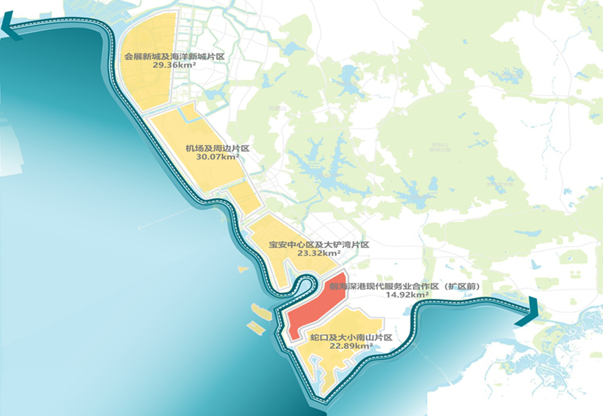 2021年9月6日，中共中央、國務(wù)院印發(fā)《全面深化前海深港現(xiàn)代服務(wù)業(yè)合作區(qū)改革開放方案》，明確新的前海合作區(qū)實施范圍總面積由原來的14.92平方公里擴展至120.56平方公里?？臻g更大，動力更強，必將掀起中國改革開放再出發(fā)的新浪潮。